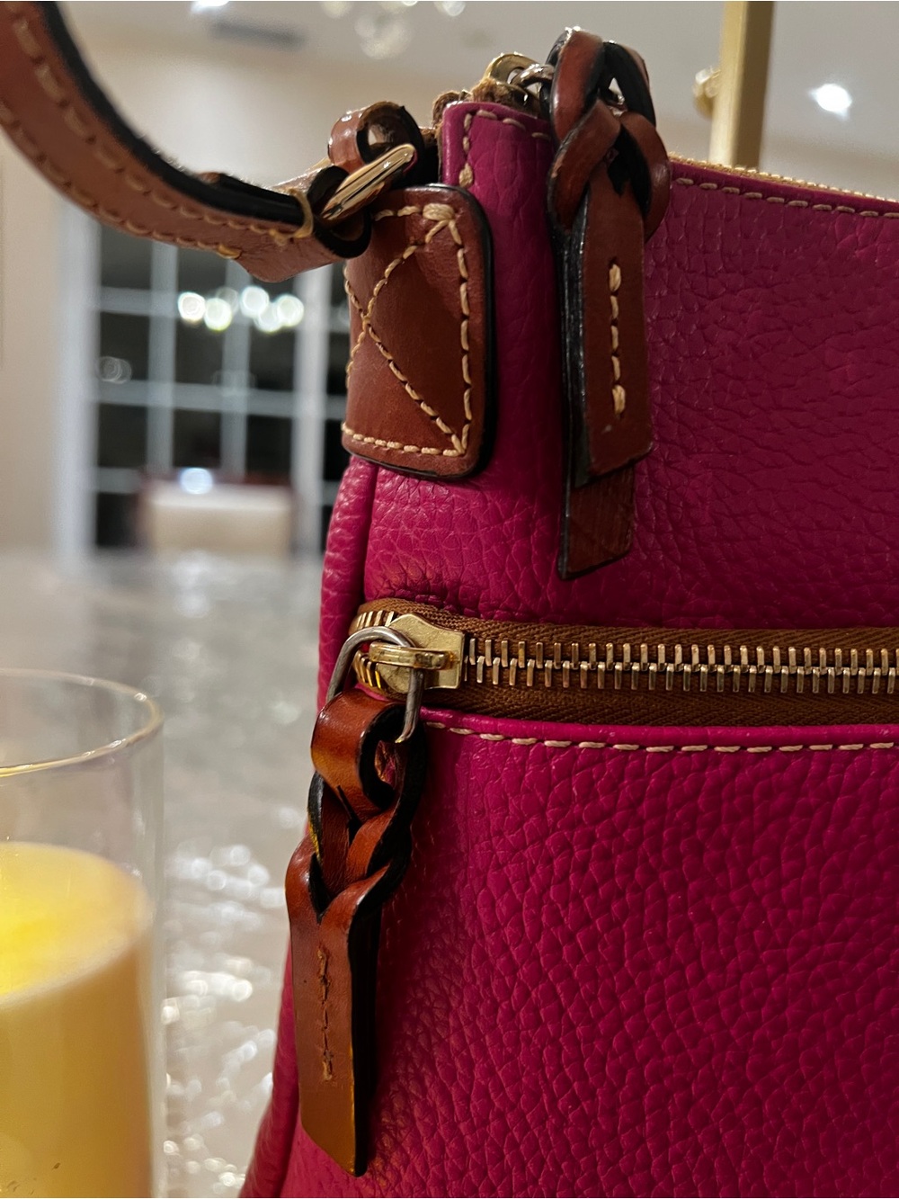 Dooney & Bourke Fuchsia Pink Pebbled Leather Shoulder Crossbody Bag - Picture 13 of 13